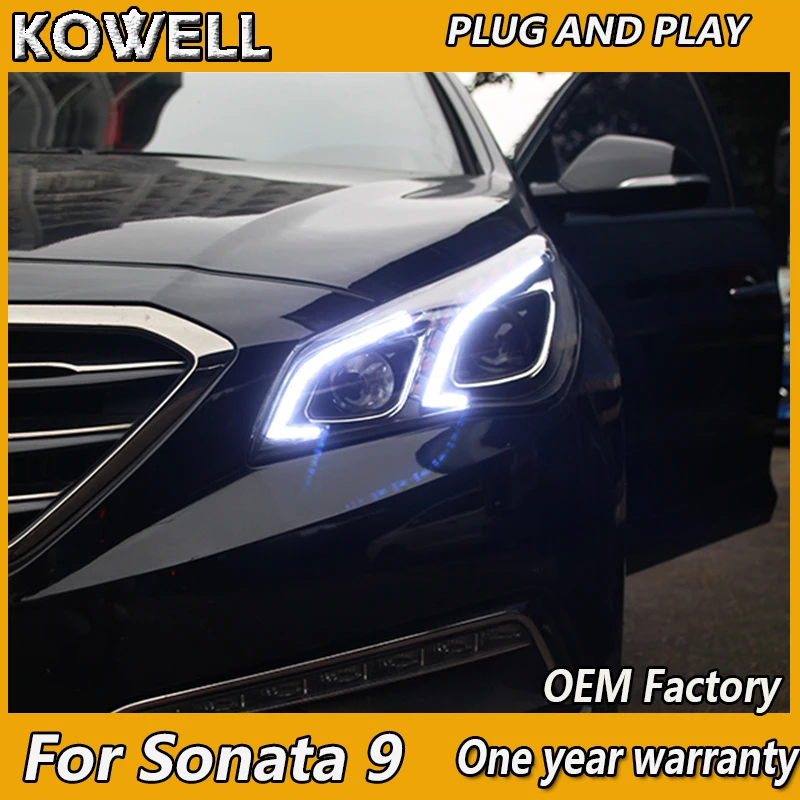 Автостайлинг KOWELL для Hyundai Sonata 9 2015 2016 2017 фары светодиодные ДХО линзы двойной луч