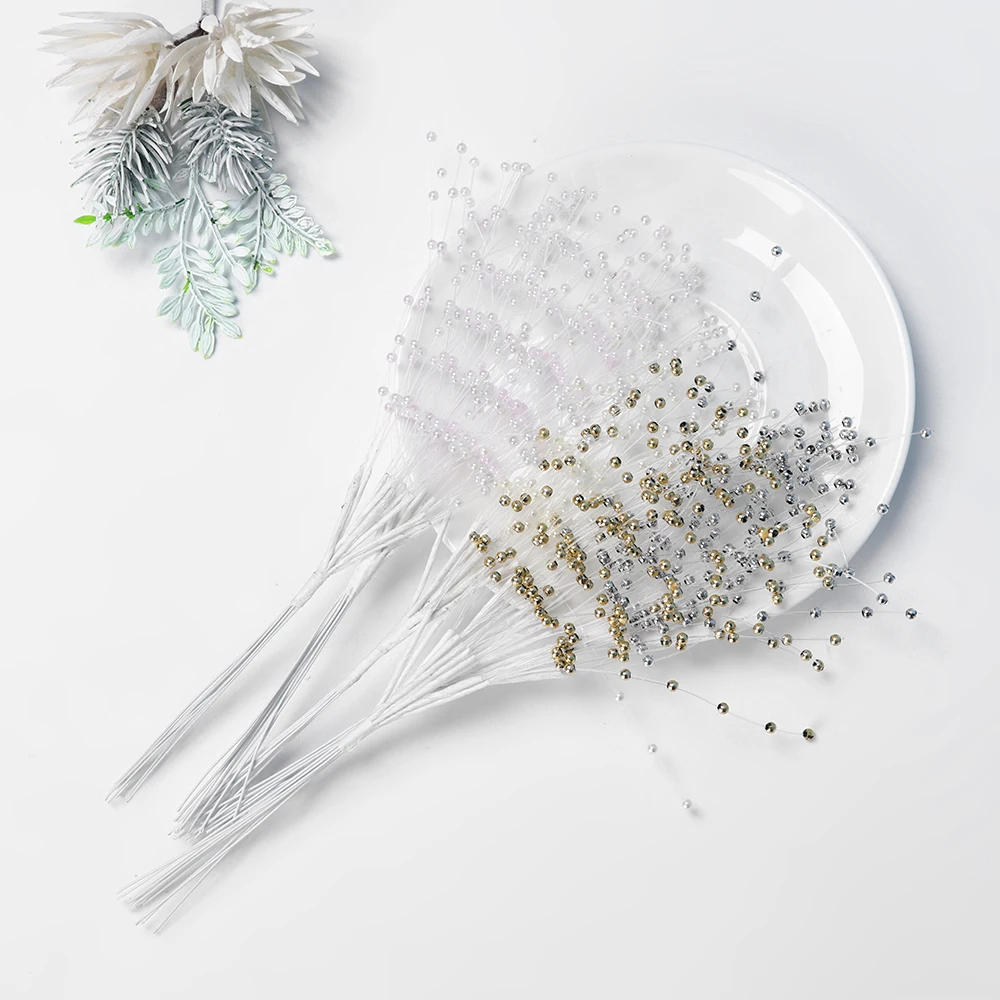 

10pcs Pearl Bead Spray Wedding Bridal Flower Bouquet Bridal Flower Crafts Table Decorations Beads Chain Garland Party Supplies