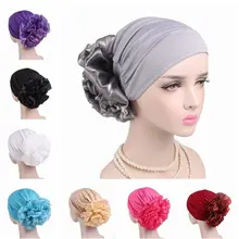 Буровая хлопковая шапка для головы, одноцветная шляпа, новая женская цветочная Шапка-тюрбан, эластичная модная кепка для волос