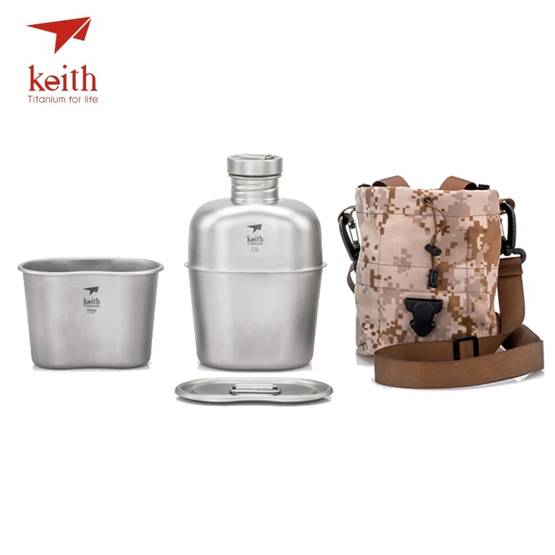 Keith Titanium спортивный чайник и титановый Ланч бокс для кемпинга армейские бутылки