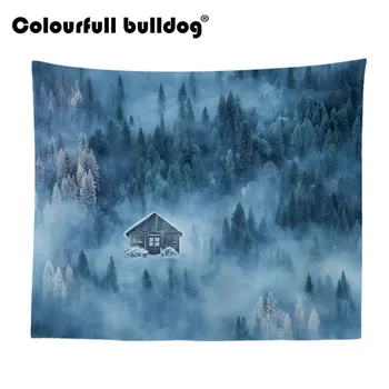 

Snow Mountain Tapestries Wall Hanging Everest Forest Couches Decor Geology Desert Chalet Pine Bedspreads 150Cm Woven Customized