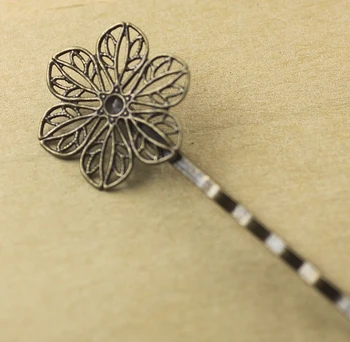 

Antique Bronze/Gold/Silver/Black Barrettes Hair Bobby Pin clips with 22mm Flower Tray,Jewelry Findings Accessories 100pcs