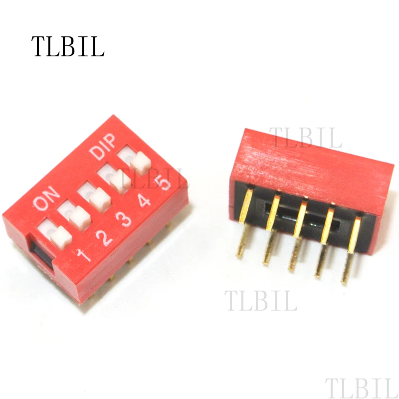10 шт. слайд Тип модуль коммутатора 1 2 3 4 5 6 7 8 9 10 12 бит 2,54 мм положение способ DIP красный шаг тумблер красный Snap - Цвет: 5 Bit