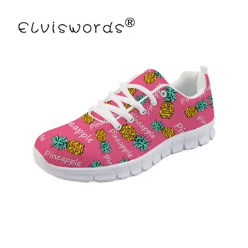 

ELVISWORDS Pineapple Design Sneakers Female Mesh Flats Shoe Ladies Fashion Loafers Women Plat form Moccasins Women Shoes