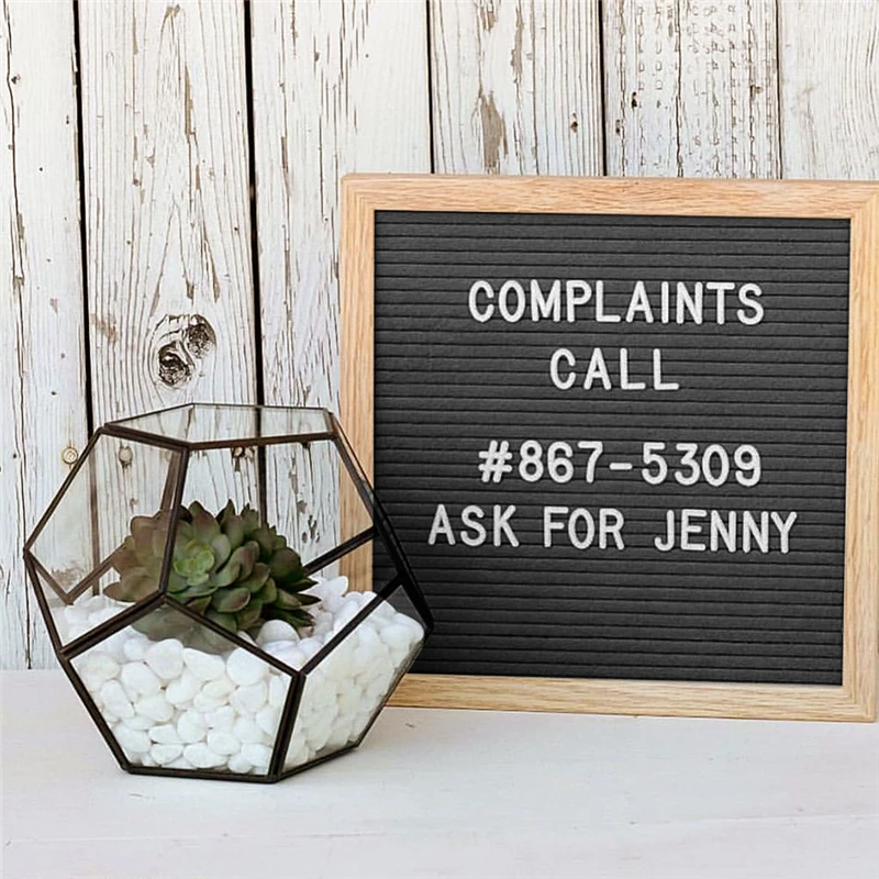 Wooden Black Felt Wood Message Board 25.4*25.4 CM Changeable Letter