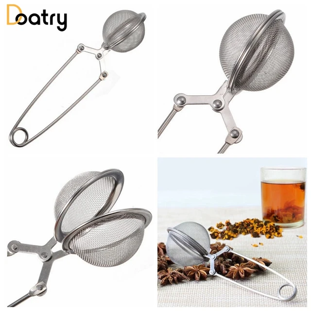 New 5CM Stainless Steel Strainer Handle Tea Mesh Ball Leaves Filter Squeeze Locking Spoon Use it