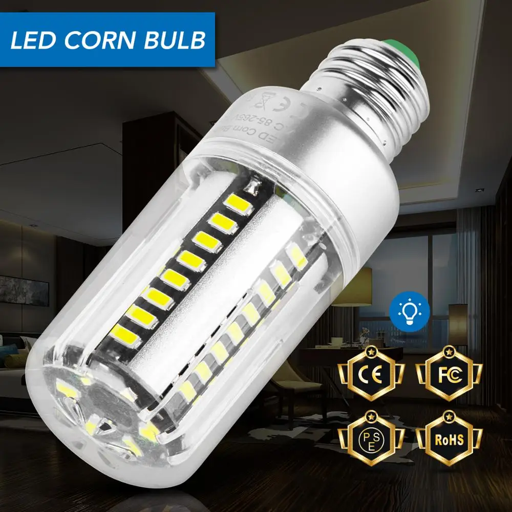 220 V светодиодный кукурузы лампы E27 E14 свечах 5 W 7 9 12 15 25 без мерцания Bombillas дома