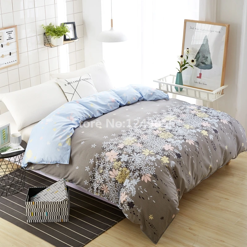 

1 Pc Polyester/Cotton Comforter Case for Student Child Adult Bedding Modern Gray Small Flower Duvet Cover Twin Full Queen Size