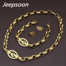 Joyería de moda de Acero Inoxidable Cadena de Música Collar y Pulsera y Pendientes Establecidas Para La Mujer SFKGANCF
