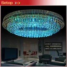 ZX Modern Crystal Chain LED Art Deco Ceiling Lamp Ellipse Egg Shape Gold Luxury 7 Colors