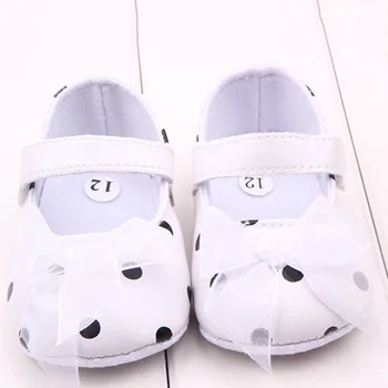

Pink Ribbon Princess Lace Baby Polka Dot Shoes Born Girl First Walkers Anti-skid Shoes