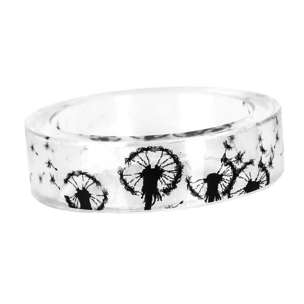 

Beautiful Dandelion Resin Black And White Scenery Ring Original Fresh Diy Handmade Dry Flower Ring