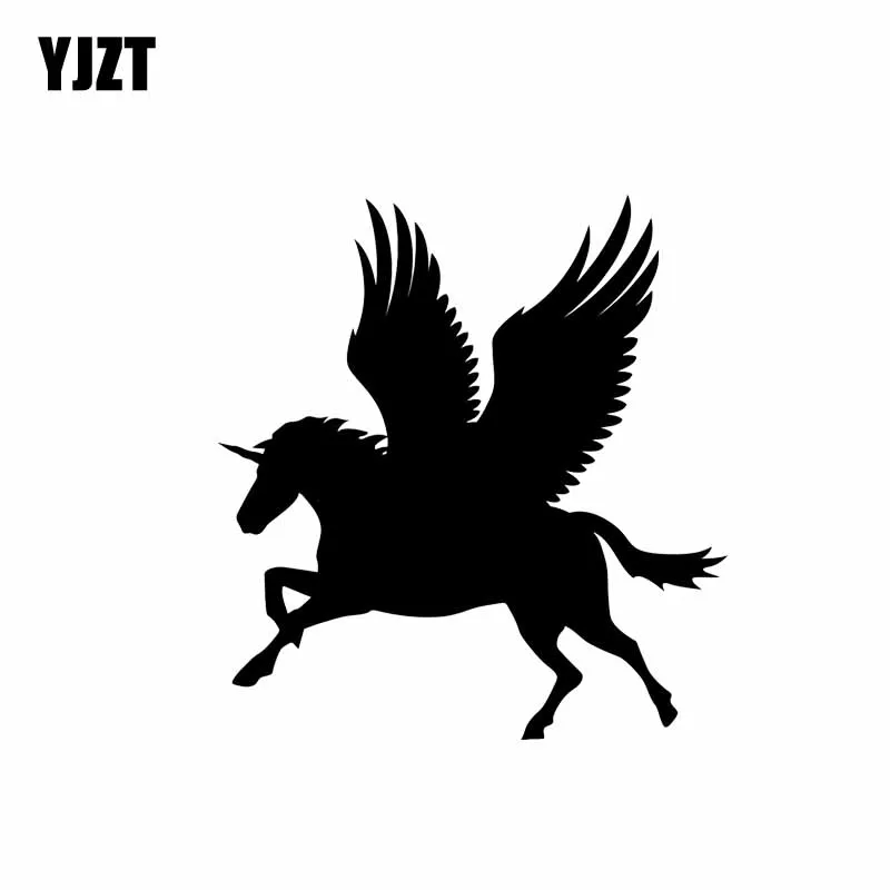 YJZT 11.6*12.4CM Handsome Flying Unicorn Angel Pray Decal Black/Silver Covering The Body Silhoutte Car Sticker Vinyl C20-1570 | Автомобили