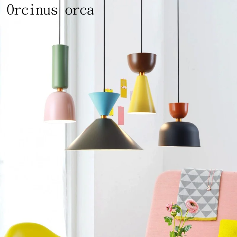 

Nordic minimalist creative color single chandelier restaurant bar coffee shop modern personality candy color LED Chandelier