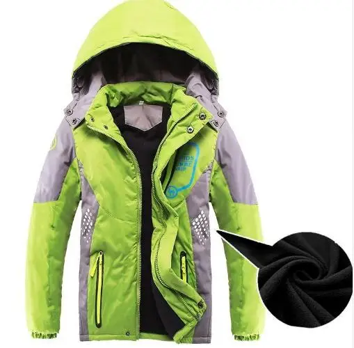 Верхняя одежда для детей теплое пальто спортивная детская одежда двухсторонние водонепроницаемые и ветрозащитные куртки для мальчиков осенние и зимние куртки для девочек - Цвет: Light green