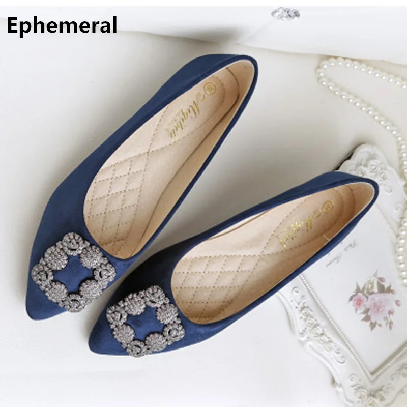 

Lady High Quality Diamond Slip on Plus size 11 12 34 Low Cutter No Heels Pointed toe Pregnant Women Dress Italian Shoes on Flats