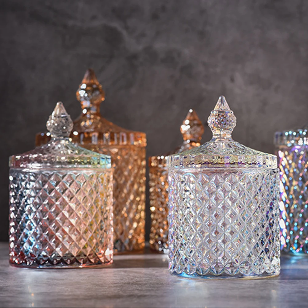 

Crystal Weave Candy Storage Box Glass Snacks Storage Container Home Decoration for House Desk Room(Clear)