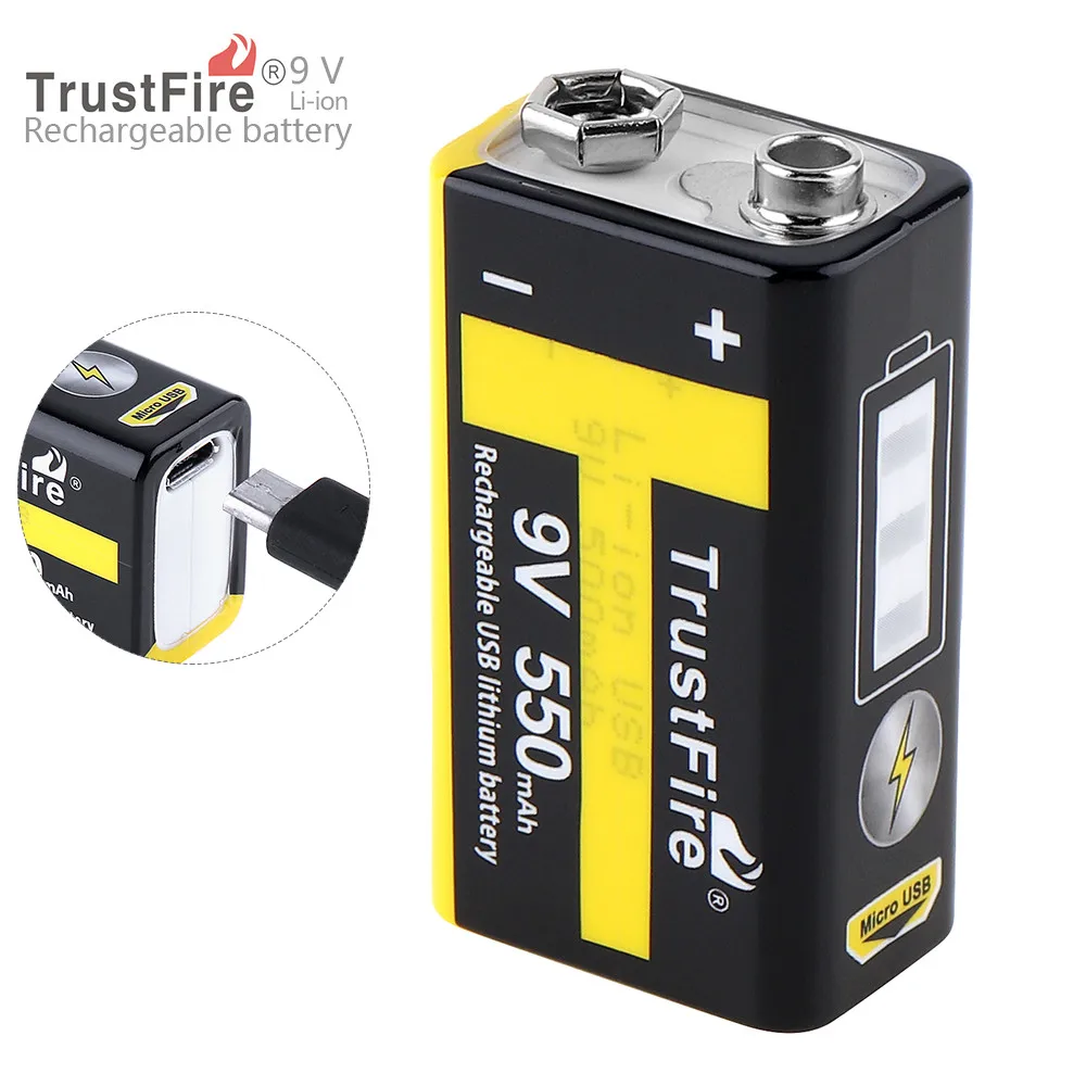 

TrustFire 550mAh 9V Battery USB Rechargeable Lithium Battery with Safety Relief Valve LED Indicator for Multimeter Microphone