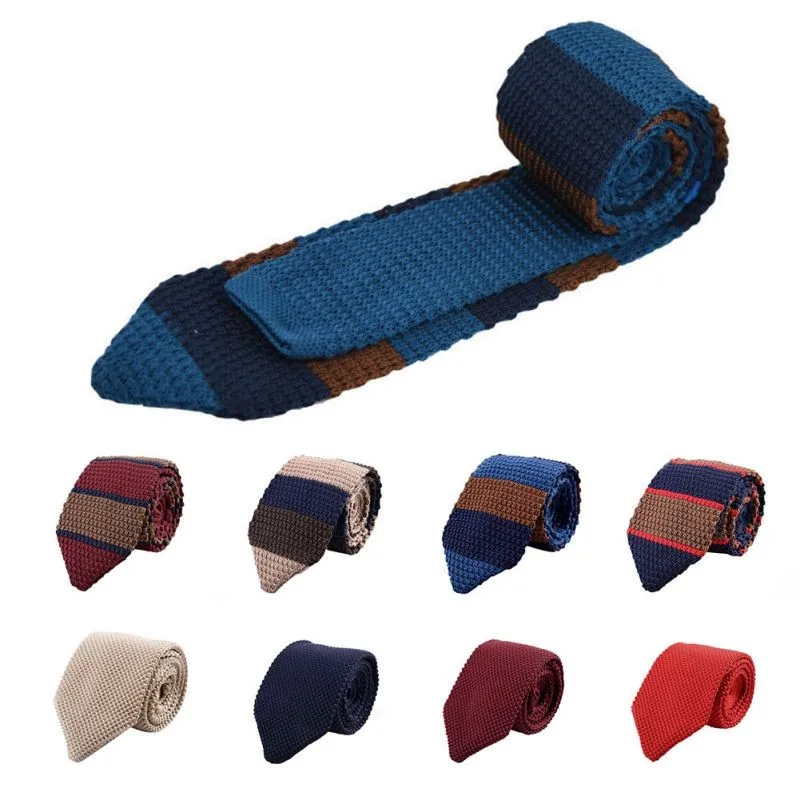Для мужчин Tie Knit Вязаные узкий галстук 15 цветов галстук нежный Для мужчин узкий тонкий тканые Галстуки