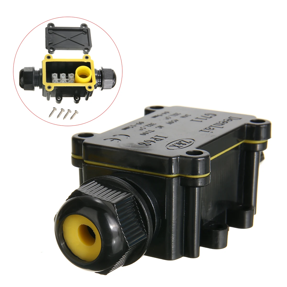 2 Way IP68 Outdoor Waterproof Cable Connector Junction Box Black Electrical Junction Box Wire Protection for Street Lamp