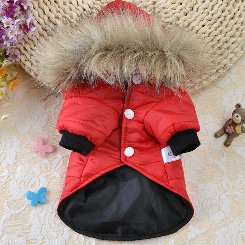 Осень/зима теплая одежда для собак для маленьких собак Регулируемый щенок, домашнее животное, кот пальто куртка мех с капюшоном Одежда для питомцев Чихуахуа Мопс одежда