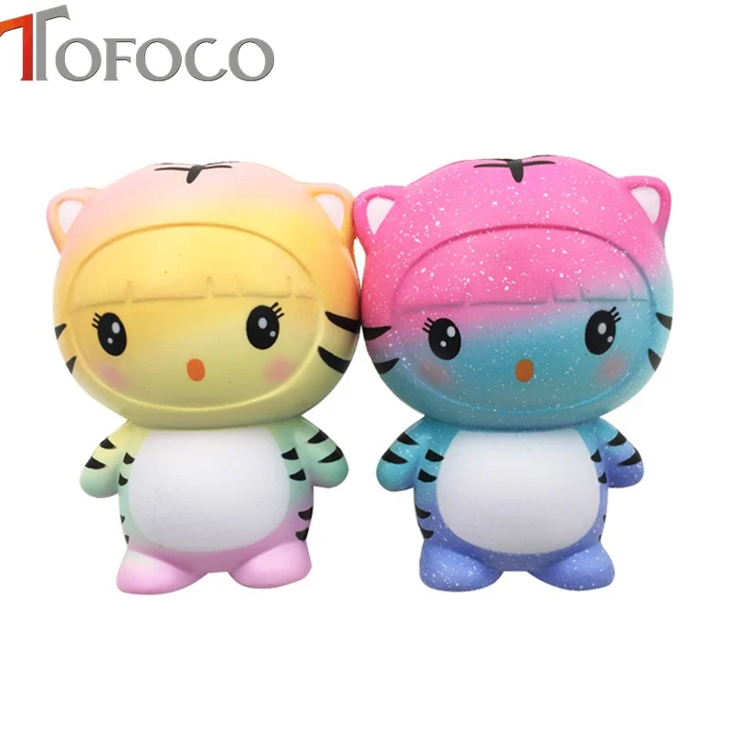 TOFOCO Новый 12 см Kawaii Cat Тигр мягкими Jumbo замедлить рост антистресс Декор торт игрушечные лошадки Squishies Squeeze Ароматические гаджет