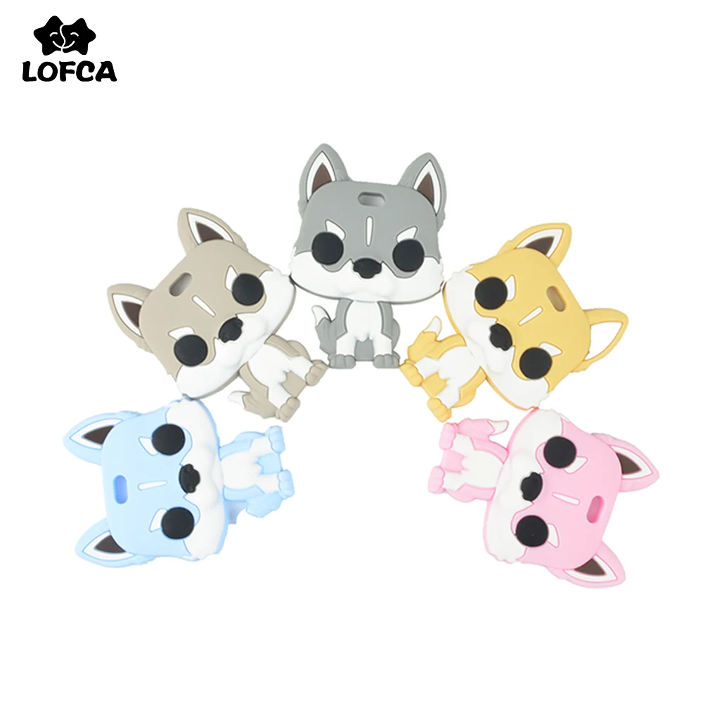 

Husky Silicone Baby Teether Cartoon Animal BPA Free beads Teething Necklace DIY Shower Food Grade Silicone Teether