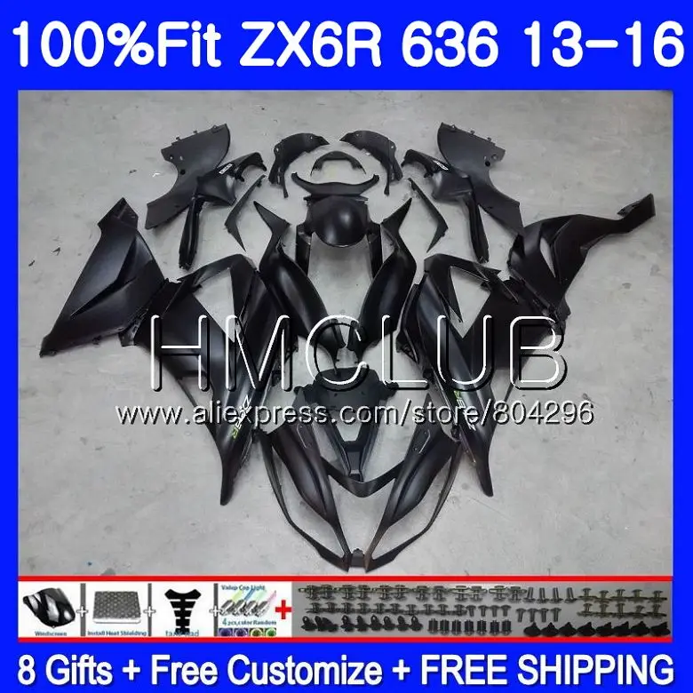 

Matte black Injection For KAWASAKI NINJA ZX 6R ZX-636 ZX6R 13 14 15 16 14HM.1 ZX 636 600CC ZX-6R 2013 2014 2015 2016 Fairing
