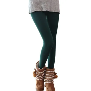 

Women Warm Leggings Plus Velvet Women Autumn Winter Thickening Leggings Solid Color Trousers Fashion High Elastic Waist Bottoms
