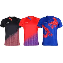 Li-ning одежда для настольного тенниса, сборная Мужская и женская спортивная одежда с коротким рукавом для соревнований по настольному теннису