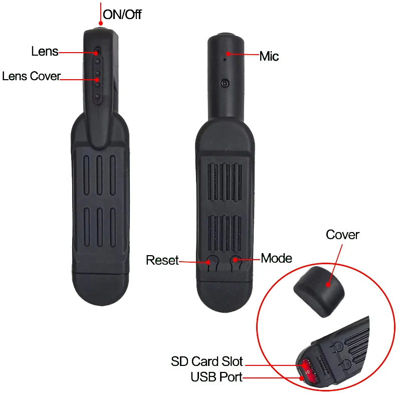  Reotgtu T189 Mini Camera HD 1080P Wearable Small Pen Camera Mini DVR Digital Mini DV Camera Espia S