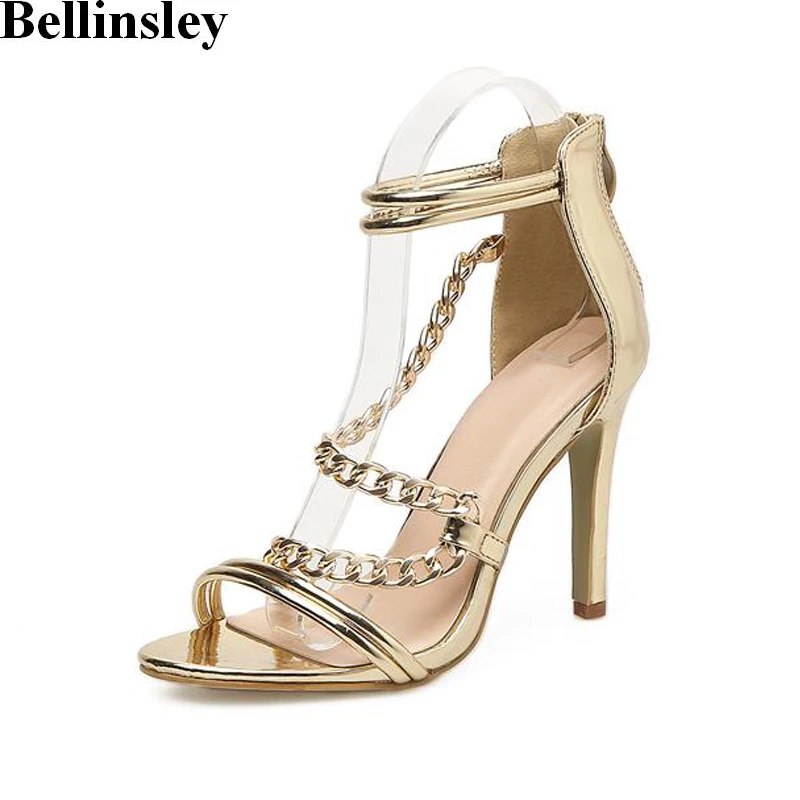 Summer Gladiator Women Sandals Open Toe Cross Strappy Gold Metalllic