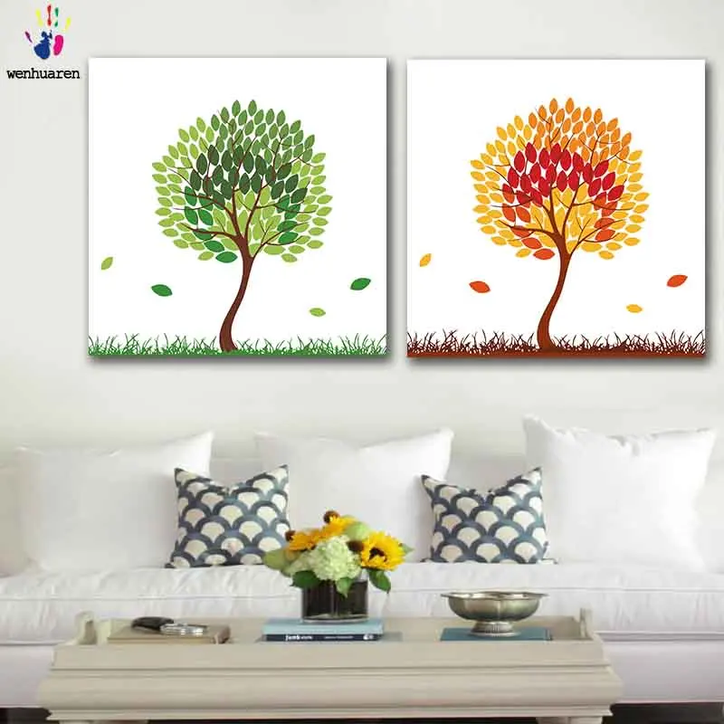 

DIY colorings pictures by numbers with colors a tree picture drawing painting by numbers framed Home decor Two pieces
