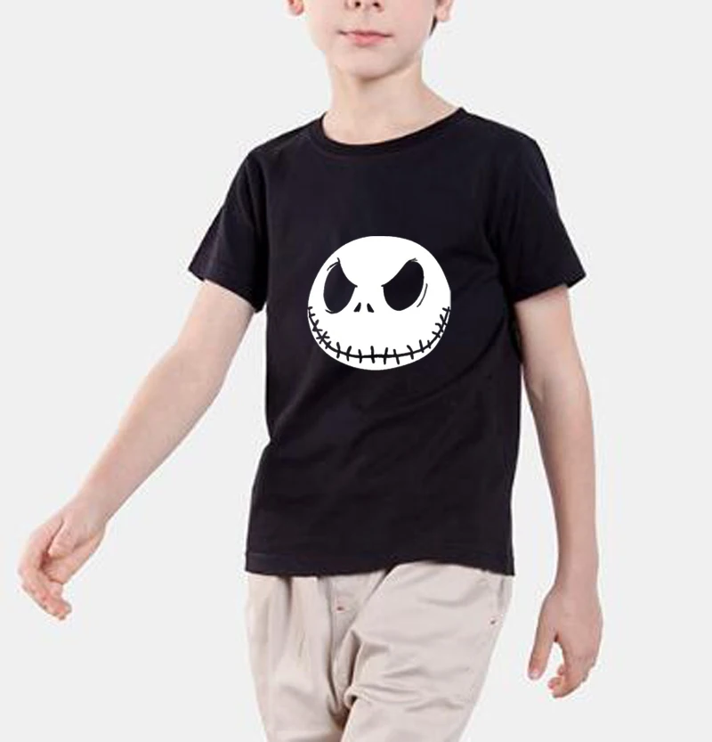 Новинка года; модная летняя детская футболка с принтом «Кошмар перед Рождеством»; брендовая одежда с изображением Джека Скеллингтона; Детская уличная одежда; топы; футболки