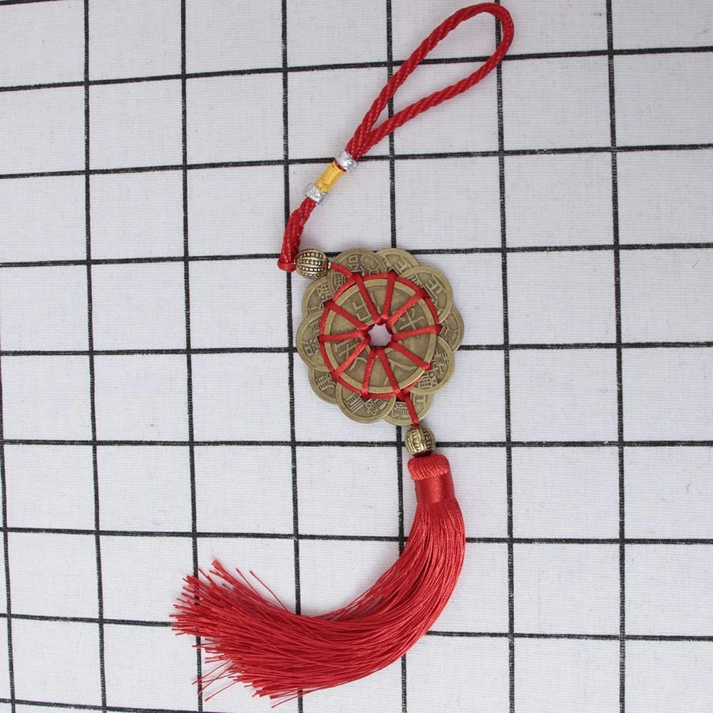 Красный китайский узел фэн-шуй набор из 6 древняя подвеска на удачу китайские монеты защита достатка домашний декор