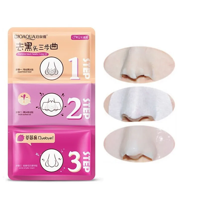 

BIOAQUA summer Face Care Nose Mask Remove Blackhead Acne Remover Clear Beauty Clean Cosmetic 3 Step Kit