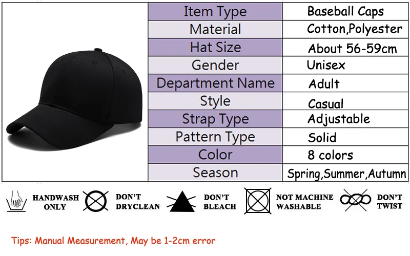 black baseball cap men women hat snapbcak Baseball Caps