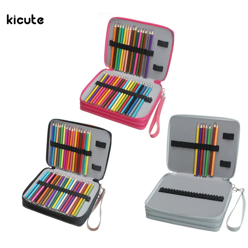 

Modern 124 Holders PU Leather School Pencils Case Large Capacity Pencil Bag Holder Case For Students Stationery Art Supplies