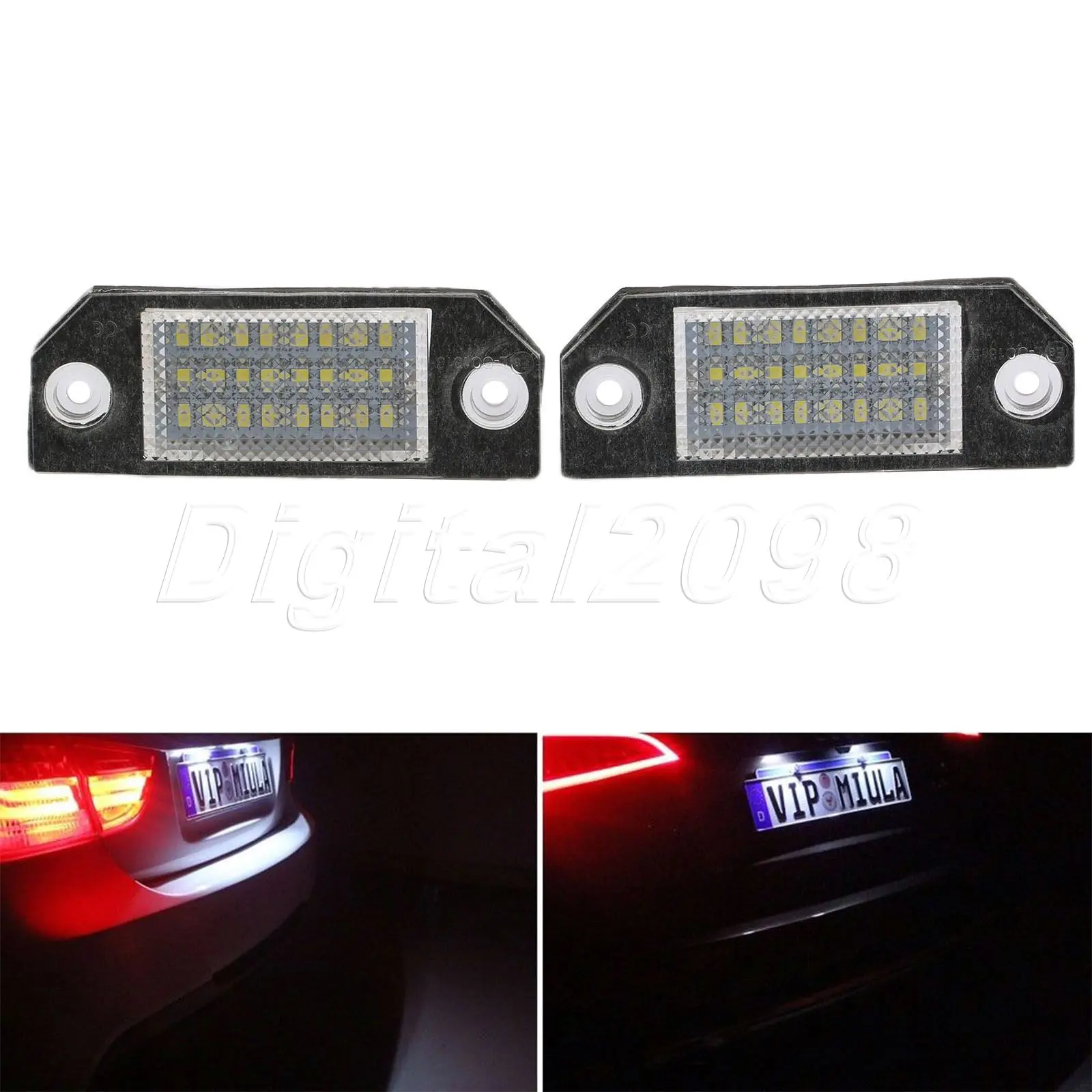 

Yetaha 2Pcs LED License Number Plate Light Bulb Lamp Error Free 12v 24led Lamp For Ford Focus C-MAX 2003-2007 MK2 2003-2008