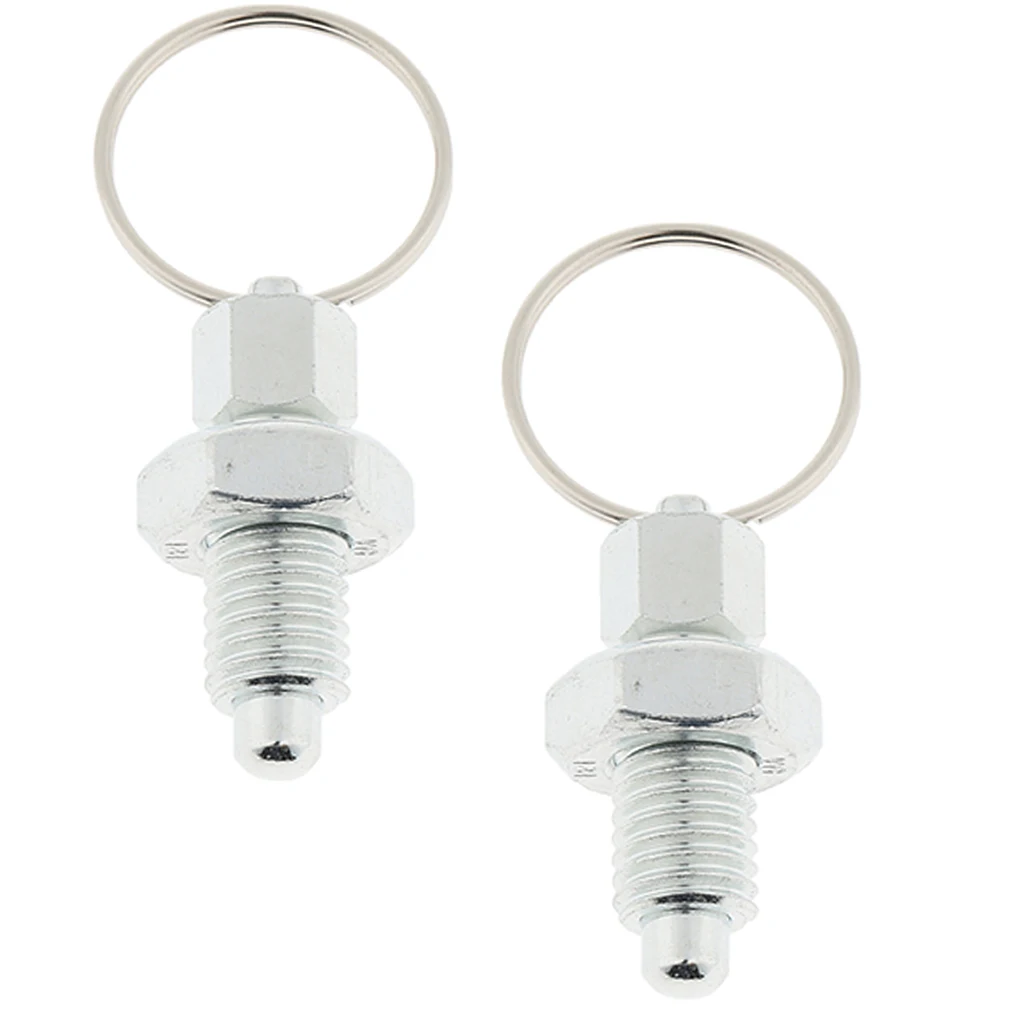 2Pcs Stainless Steel Non Lock-Out Indexing Plunger With Pull Ring M12