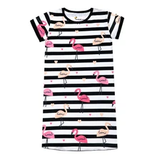 Коллекция года, летние детские ночные рубашки с короткими рукавами, 3D фламинго, с рисунком единорога, детское платье для сна, одежда для сна, ночное платье для девочек