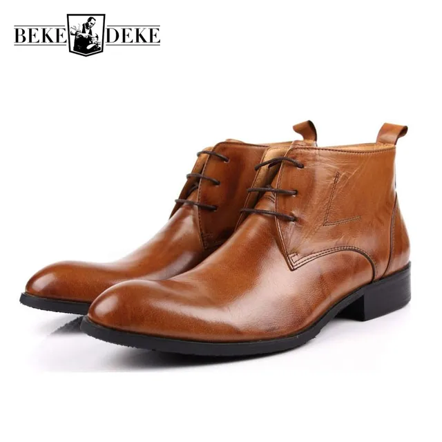 Italian Brand Men Winter Office Work Dress Shoes Lace Up Business Italian Brand Men Winter Office Work Dress Shoes Lace Up Business Party Formal Ankle Boots Male