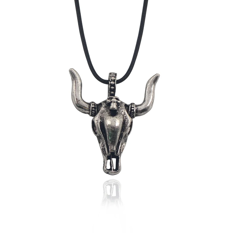 

Fashion Skull Big Bull Cattle Devil Head Horns Pendant Necklaces Steampunk Charms Gothic Vintage jewelry Statement Necklace