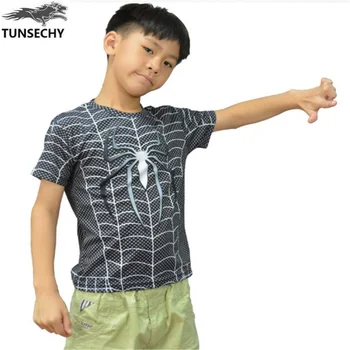 

TUNSECHY fashion Spiderman Superman Boys Clothing Kids T-shirt Brand Short Sleeve Super Hero Batman Children Summer Tops Tees