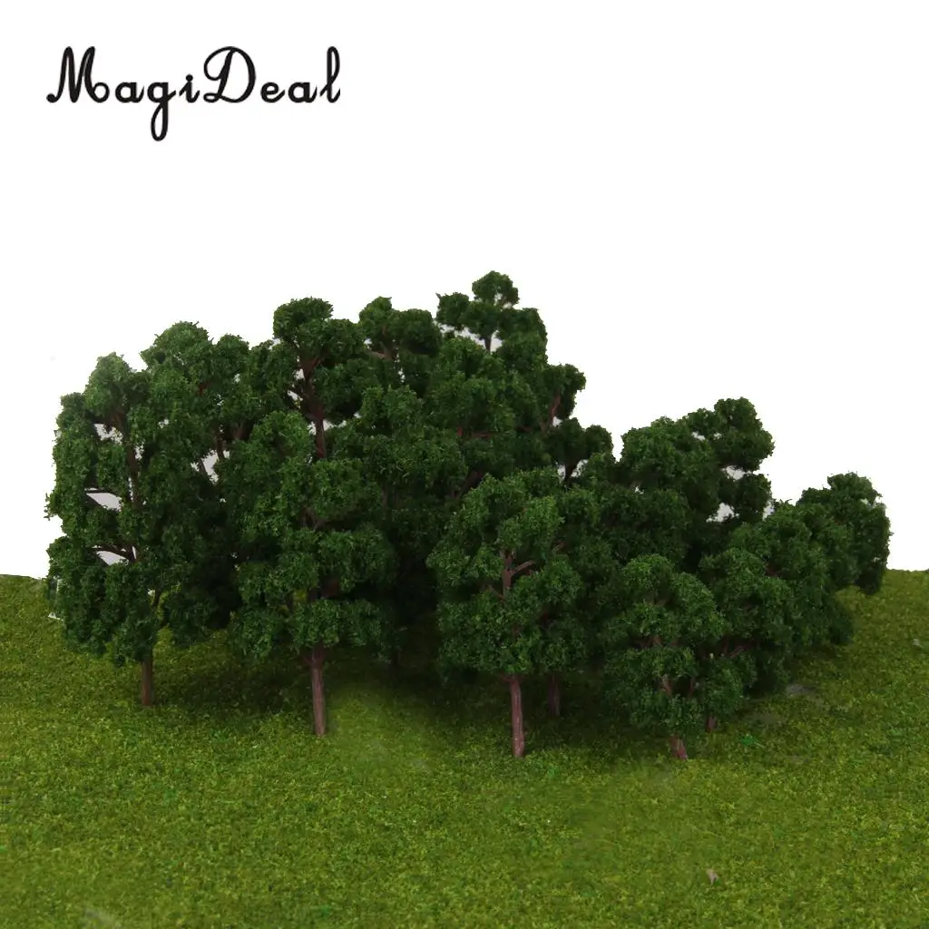 20Pcs Mix Size Model Trees Deep Green for N HO Scale Railroad Village Architecture Layout Diorama Scenery