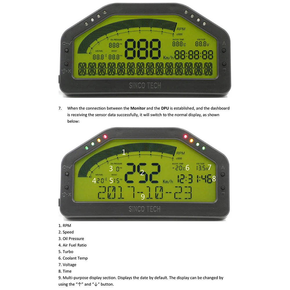 DO904 Автомобильный дисплей приборной панели Bluetooth ЖК-экран многофункциональный Калибр датчик комплект