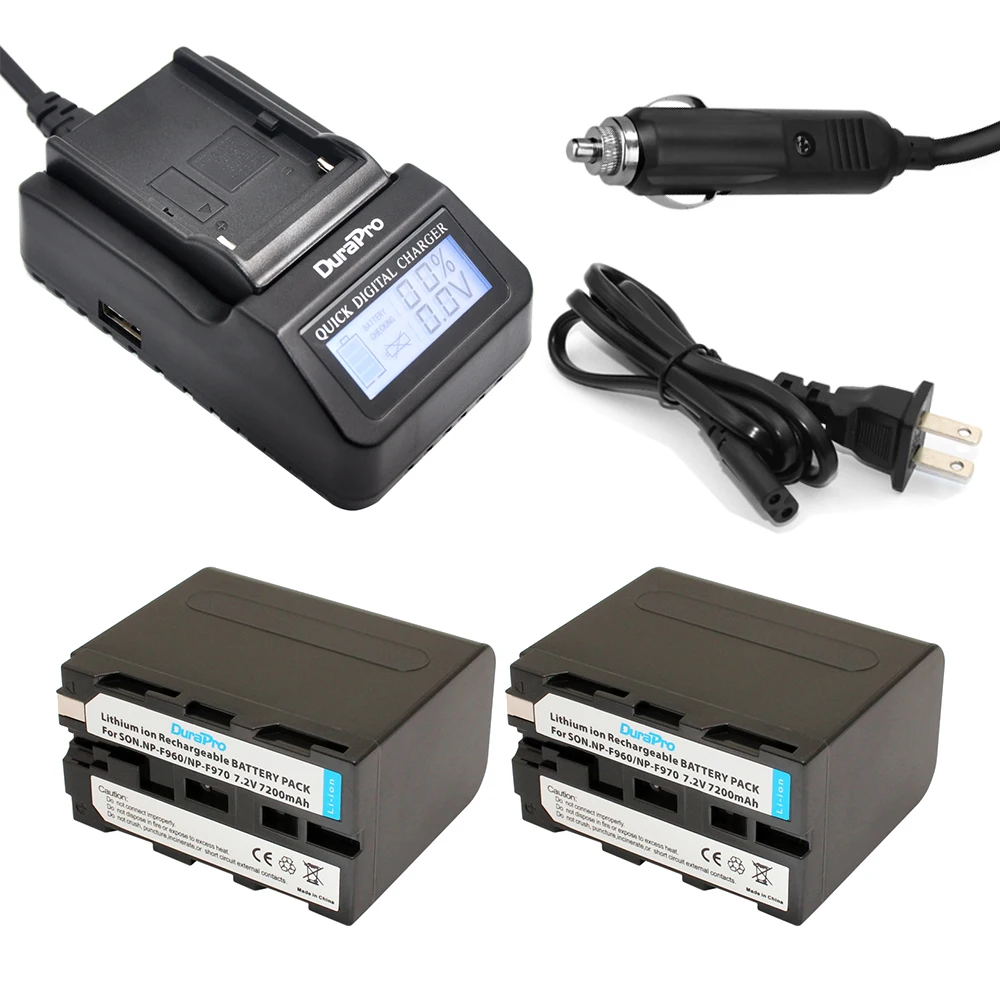 

2pc 7200mAh NP-F960 NP-F970 NP F960 NP F970 Rechargeable Li-ion Battery+LCD Fast Charger for SONY HVR-HD1000 HVR-HD1000E HVR-V1J