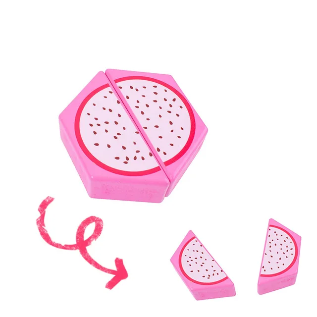 [Toy Woo] Wooden Cutting Kitchen Toy Pretend Play Fruit Vegetable Baby Educational Food Toys Children's Kitchen Play Gifts Dragon fruit slices