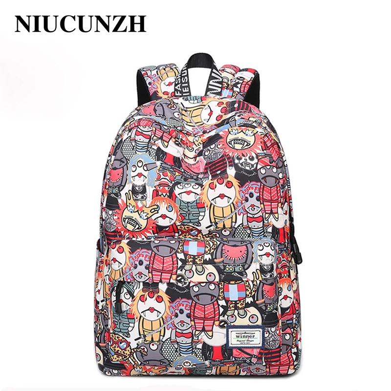 

NIUCUNZH Waterproof School Bags for Girls Cartoon Pattern Designer Women Backpack Large Travel Backpack Female Backpack for Lapt