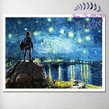 

The Legend of Zelda Starry Night Poster Canvas Art Print Home Decor